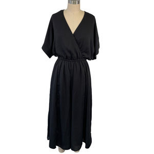 Modcloth Women's Small Black V-Neck Arrive & Thrive Wide Leg Jumpsuit